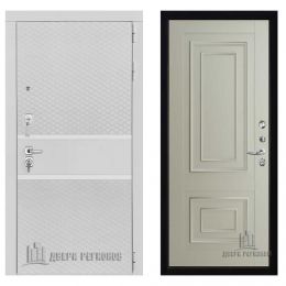 Дверь входная Двери Регионов Президент Тренд 2 Белый Матовый Флоренция 62002 Серена Светло-серый