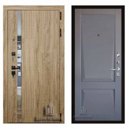 Дверь входная Двери Регионов TESLA Дуб мелфорд софт LW Перфекто Бархат Серый металлическая