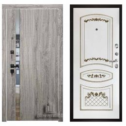 Дверь входная Двери Регионов TESLA Дуб Мелфорд грей Алина Эмаль Белая
