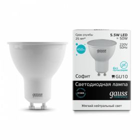 Лампа (LED) Светодиодная Gauss 5,5W MR16 GU10 4100K Elementary 13626 / Гаус