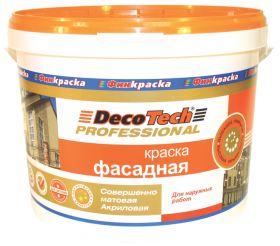 Краска Фасадная Финкраска DecoTech 10л Акриловая, Матовая, Латексная / Декотек Профессионал