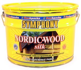 Лессирующий Антисептик Финкраска Symphony NORDIC WOOD Silk 1л Тиксотропный для Обработки Наружных Деревянных Поверхностей  / Симфония Нордик Вуд Силк