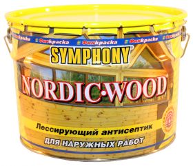 Лессирующий Антисептик Финкраска Symphony NORDIC WOOD 10л для Обработки Наружных Деревянных Поверхностей / Симфония Нордик Вуд