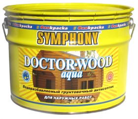 Грунтовочный Антисептик Финкраска Symphony DOCTOR WOOD Aqua 10л Водоразбавляемый для Наружных Работ / Симфония Доктор Вуд Аква