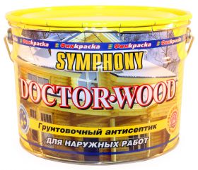 Грунтовочный Антисептик Финкраска Symphony DOCTOR WOOD 3л Бесцветный на Основе Алкида Льняного Масла для Наружных Работ / Симфония Доктор Вуд