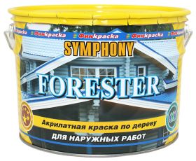 Краска для Деревянных Фасадов Финкраска Symphony Forester 10л Акрилатная, Шелковисто-Матовая для Наружных Работ / Симфония Форестер