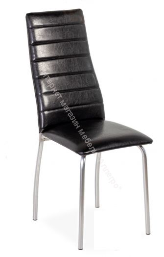 Кухонный стул "Волна" Аттика чёрный/Опоры хром люкс