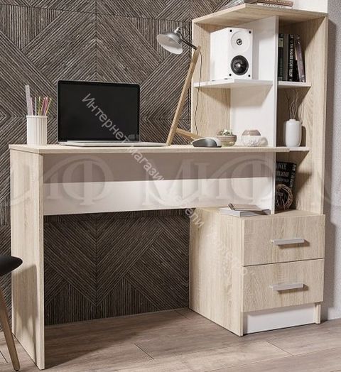 Стол компьютерный №2 Белый, Дуб Сонома