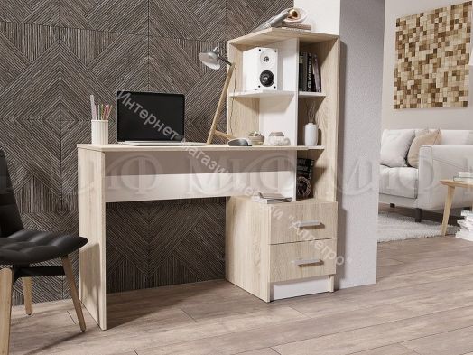 Стол компьютерный №2 Белый, Дуб Сонома