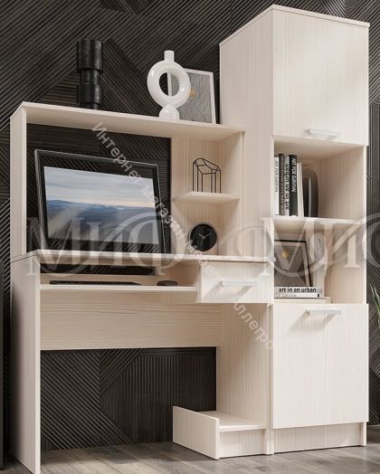 Стол компьютерный №3 с пеналом Сандал светлый