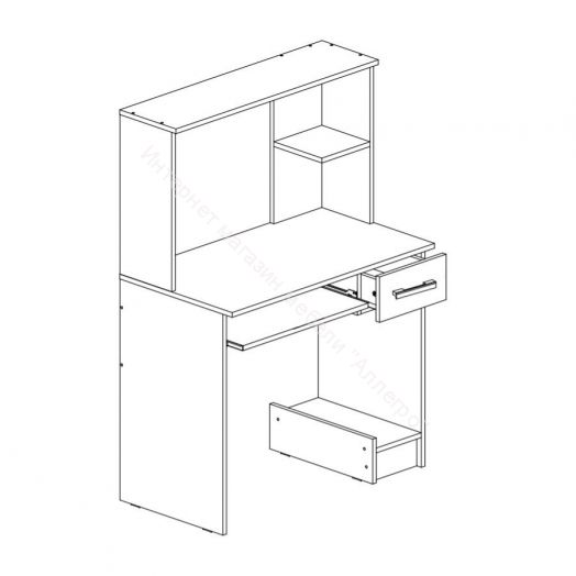Стол компьютерный №3 с пеналом Дуб белёный, Венге