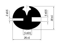 Уплотнитель стекла и металла 26х18 мм - схема