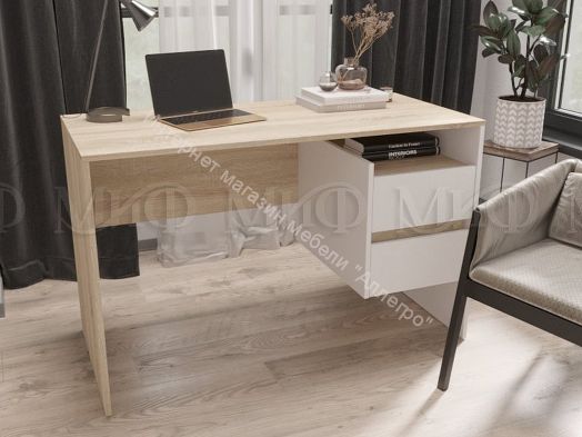 Стол компьютерный угловой №9 Белый, Дуб Сонома