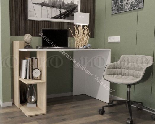 Стол компьютерный №10 Белый, Дуб Сонома
