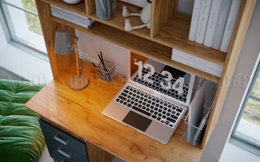 Стол письменный Мартина ЛДСП Графит, Дуб Крафт