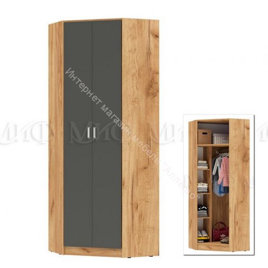 Тумба прикроватная Мартина ЛДСП Графит, Дуб Крафт