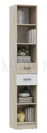 Стеллаж с ящиками Мартина ЛДСП Белый глянец, Дуб Сонома