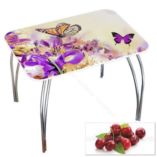 Стол обеденный прямоугольный 1000*670 фотопечать Вишня