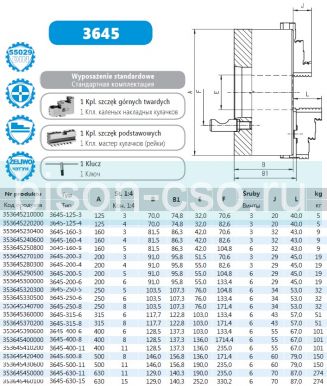 Патрон токарный 3645-125/4 Bison-Bial Польша  DIN 55029 Кэмлокк
