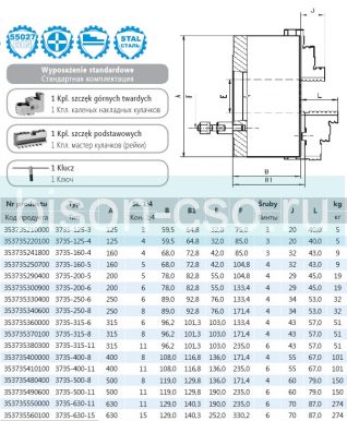 Польский токарный патрон 3735-125/3 БИЗОН DIN 55027 на конус