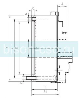 Токарный патрон Польша BISON 3675-250 DIN 6351 крепление со стороны кулачков