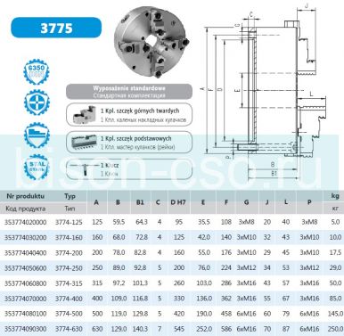 Токарный патрон Польша BISON 3775-400 DIN 6351 крепление со стороны кулачков