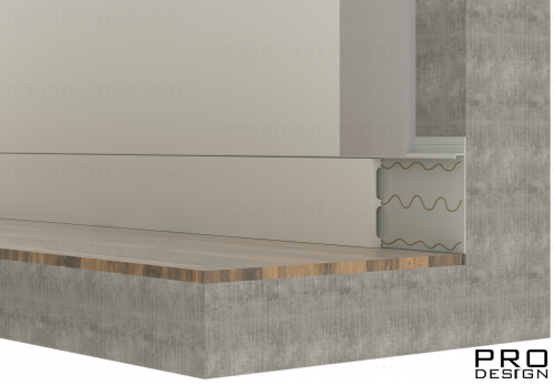 Вставка в плинтус скрытого монтажа Pro Design 80 мм грунт под покраску (Дюрополимер)