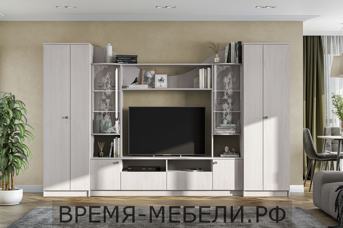 Мебель для гостиной "МГС 8" Исполнение 1 Ясень анкор светлый