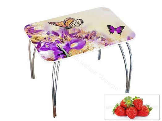 Стол обеденный прямоугольный 1000*670 фотопечать Клубника