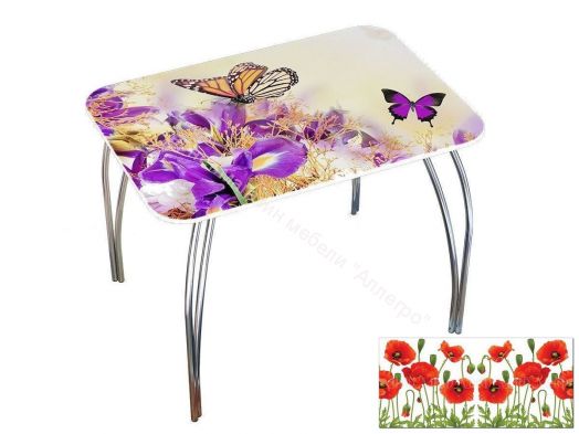 Стол обеденный прямоугольный 1000*670 фотопечать Маки