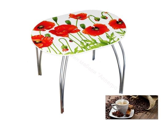 Стол обеденный овальный 1000*670 фотопечать Кофе