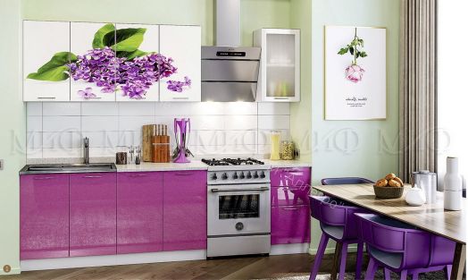 Кухня "Сирень" 2000 мм (Фотопечать)
