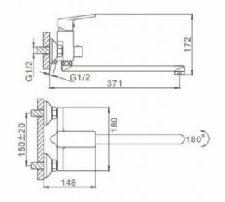 Hamam duş qarışdırıcı smestiteli uzun lülə Frap F2246