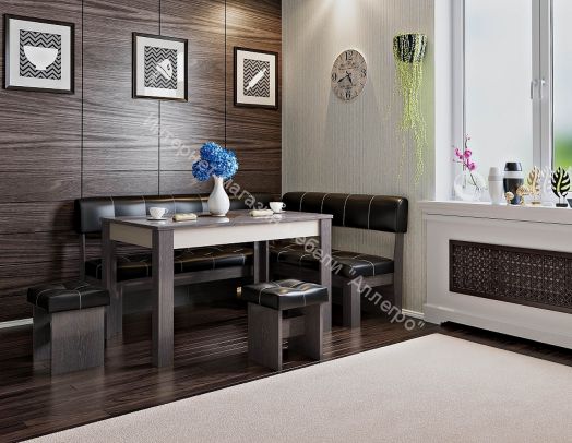 Кухонный уголок "Валенсия" Венге Цаво, Чёрный