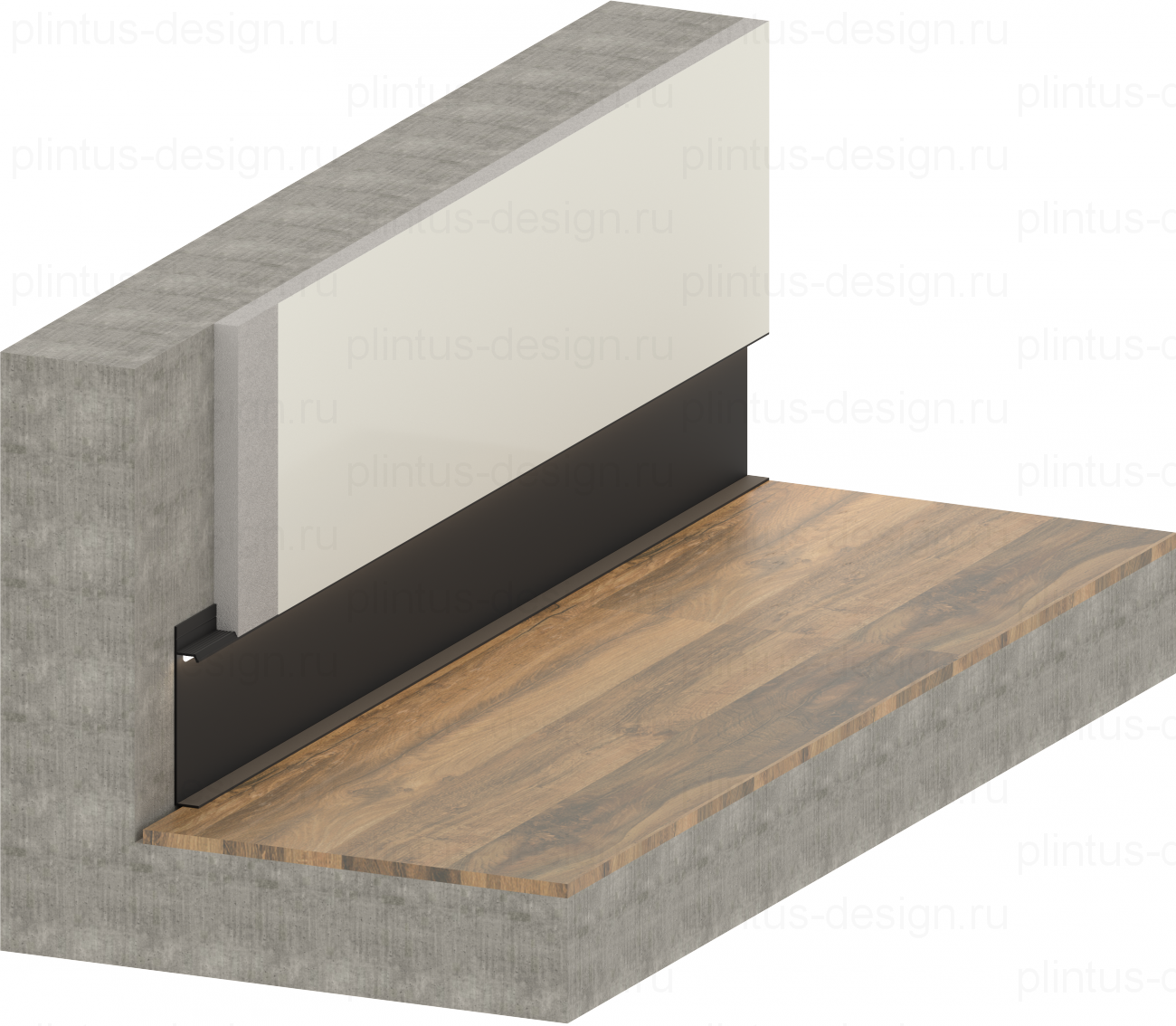 Плинтус скрытого монтажа Pro Design Universal 235 чёрный муар
