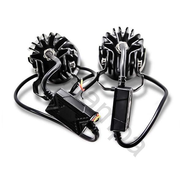 Светодиодные фары для "мото" с СТГ 90 ватт ближний желтый, дальний свет белый