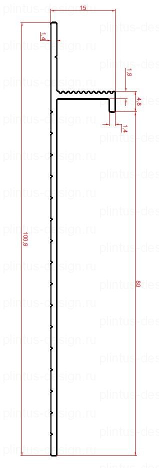 5957.05 Евротрим теневой профиль чёрный 80 мм