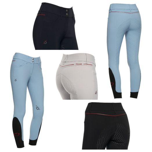 Бриджи -Cavalleria Toscana SS'22 CT Team Red Stripe Full Grip- Полная лея силикон. Женские.