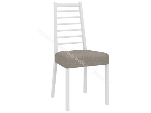 Стул мягкий Ника 2, Белый матовый, ткань №178 (полоса серо-коричневая)