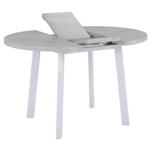 Стол Next круглый раскладной 100-130x100x76,5см, 
Бетон Лайт, белый