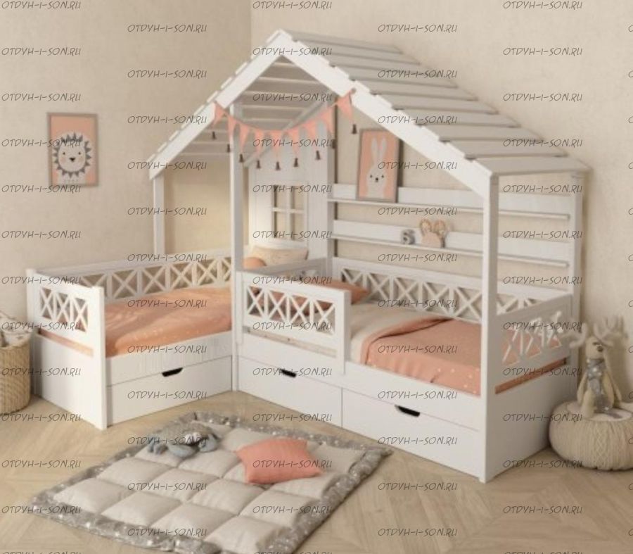 Кровать Домик Угловой Fairy Land №28 (Для Двоих Детей)