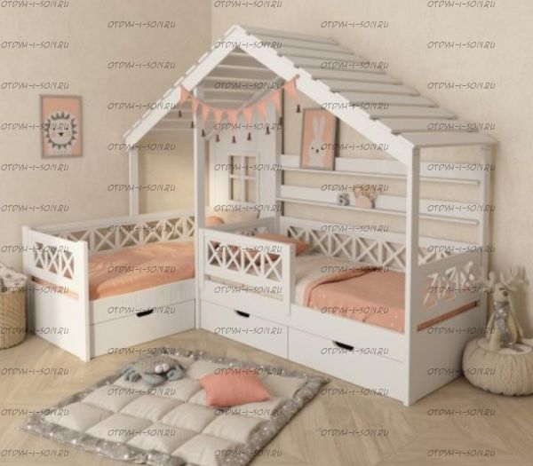 Кровать Домик Угловой Fairy Land №28 (Для Двоих Детей)