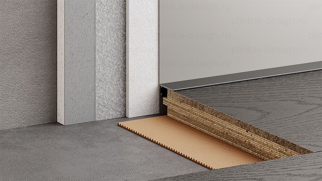 Микроплинтус для пола Хром матовый