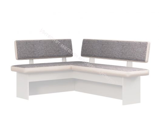 Кухонный уголок Парма белый, кожзам белый/рогожка серый