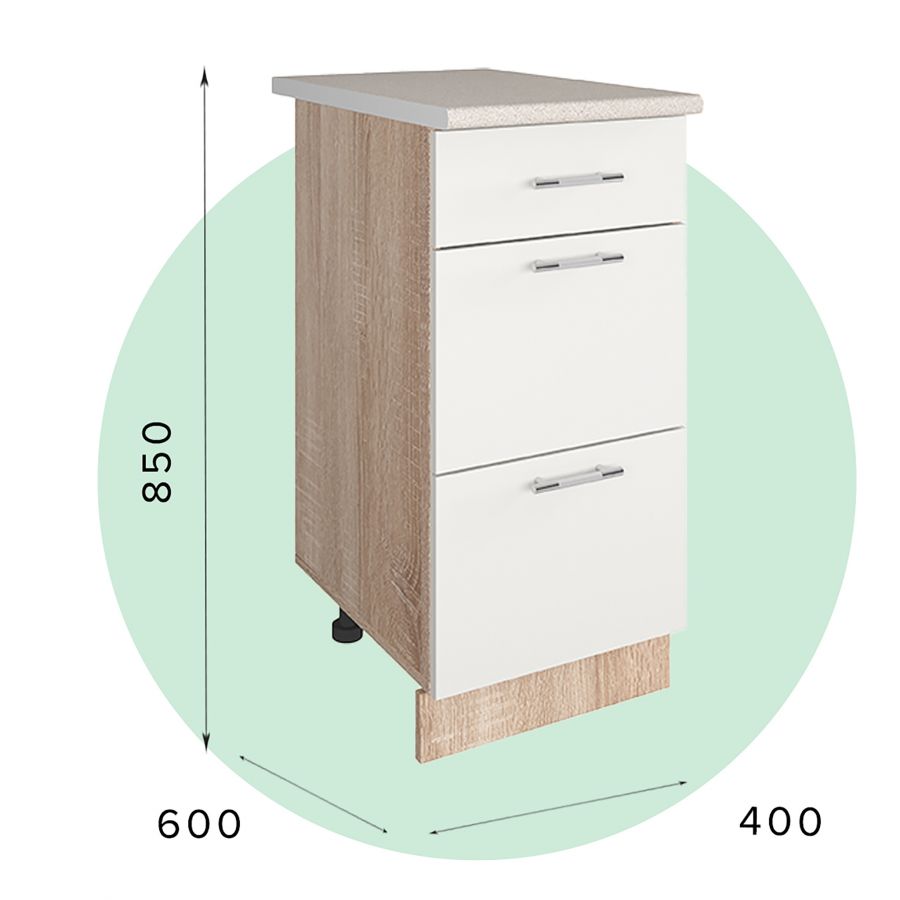 МС "Легенда 10" Тумба х400 с 3 ящиками