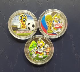 25 рублей ФИФА 3шт - 1,2,3 выпуски. ЦВЕТНАЯ ЭМАЛЬ №2 Oz Msh