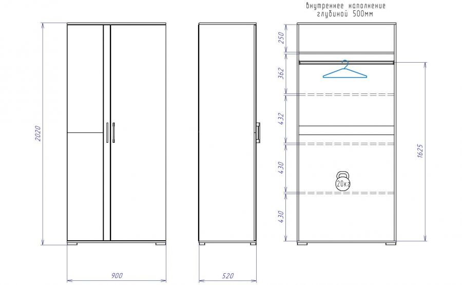 Д-1 Шкаф для одежды глубокий "Денвер"