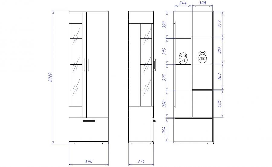 Д-3п Пенал со стеклом правый "Денвер"