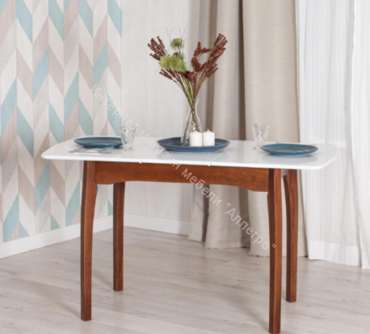 Стол CATERINA	бук, мдф, 100+30x70x75, коричневый, белый