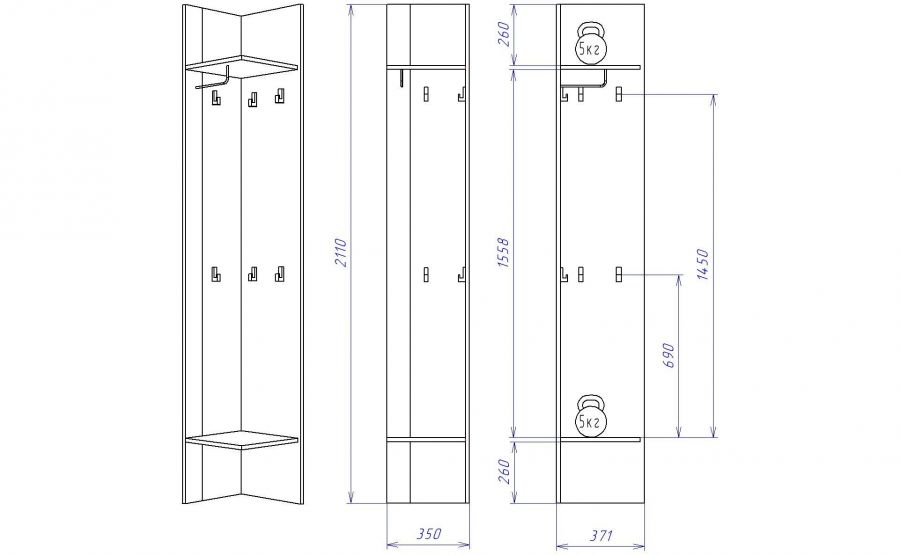 Полка угловая ПХ-3 "Хана"